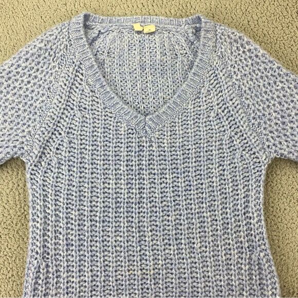 Moth Mohair Wool Blend Pull Over Cable Knit Bell Sleeve V-Neck Sweater  Size: XS - Picture 4 of 14